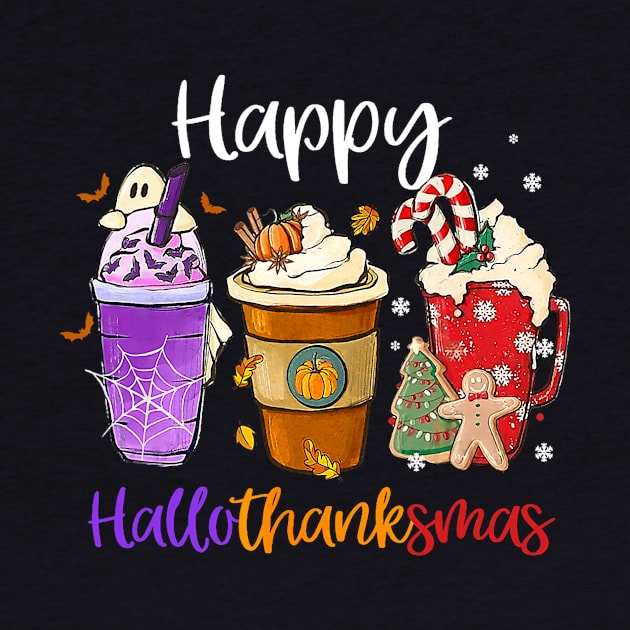 Happy Hallothanksmas Coffee Latte Halloween Thanksgiving by everetto